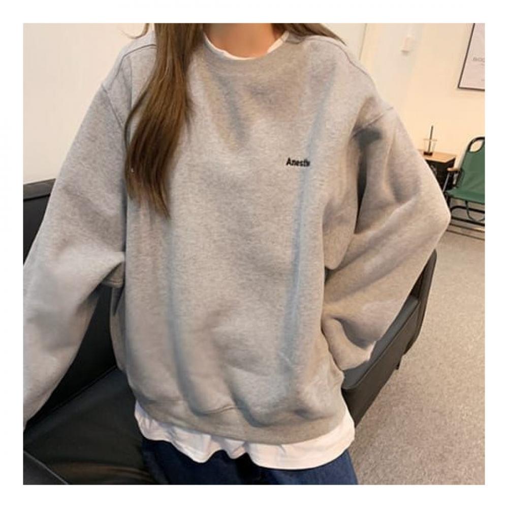 Navava Women Fleece Long Sleeve Solid Lettering Sweatshirt Nt1302