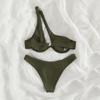 Женский раздельный сексуальный бикини, однотонный купальник со стальным кронштейном на одно плечо
