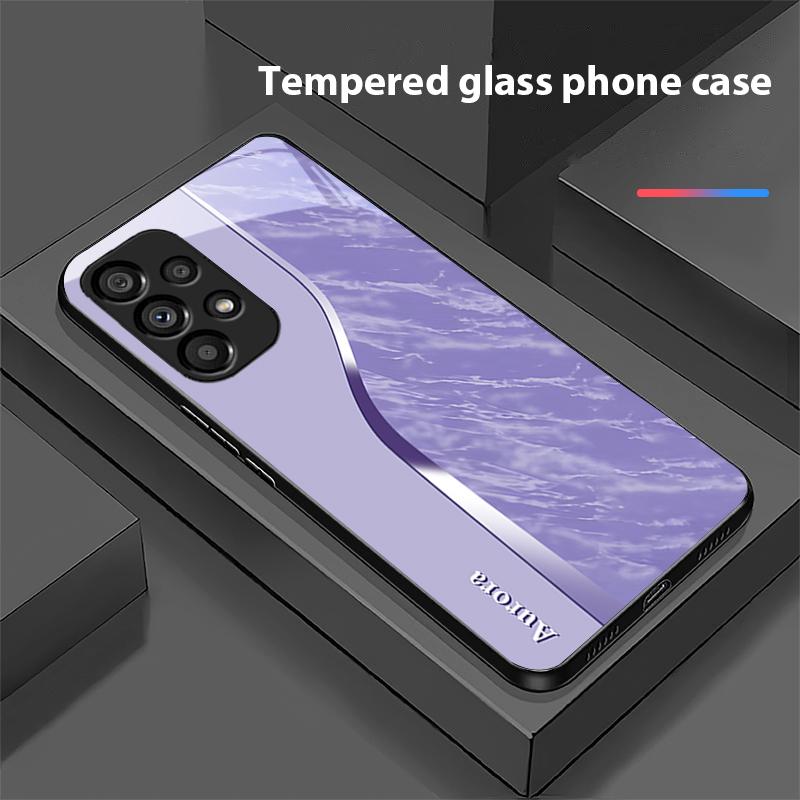 Фиолетовый узор воды для Samsung Galaxy S 8 9 10 20 Plus 21 FE 22 23 24 Ultra S7 Edge Черный Чехол для телефона из закаленного стекла Жесткий чехол
