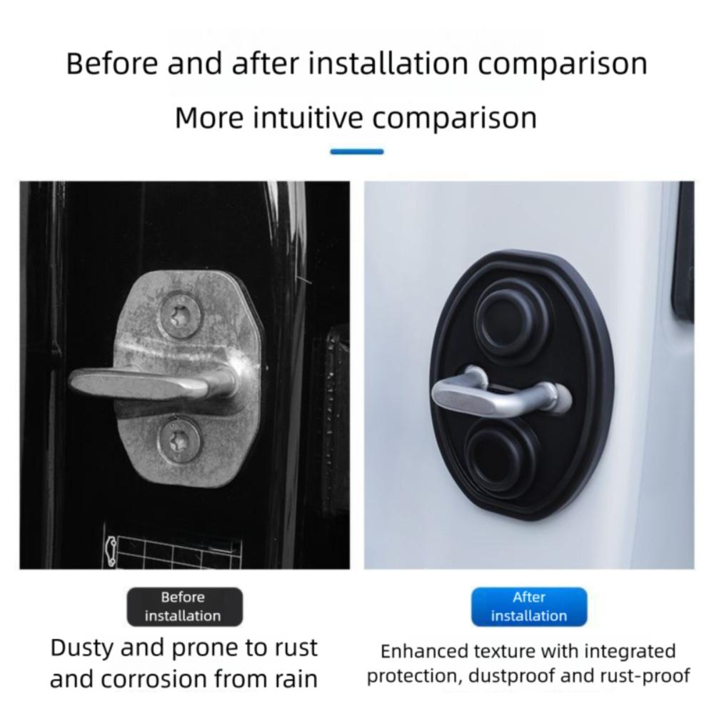 4Pcs Anti-Collision Car Door Lock Buckle Cover Silicone Shock Absorption Car Door Closing Shockproof Cushion Buffering Pad