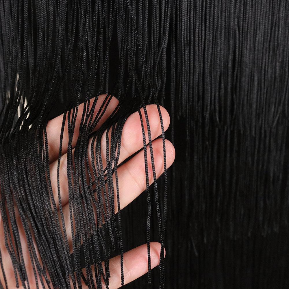 Коктейльное платье с бахромой большого размера 200 цзинь, с круглым вырезом и прозрачным боковым разрезом