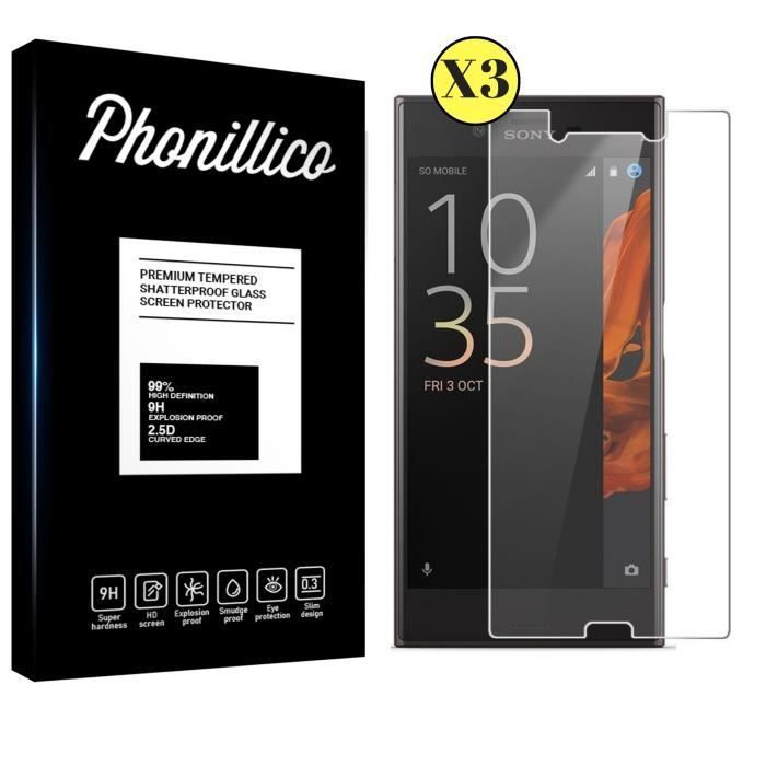 Film Vitre Protection Ecran - Phonillico® - Sony Xperia XZ - Pack de 3 - Verre Trempé - Résistant aux rayures