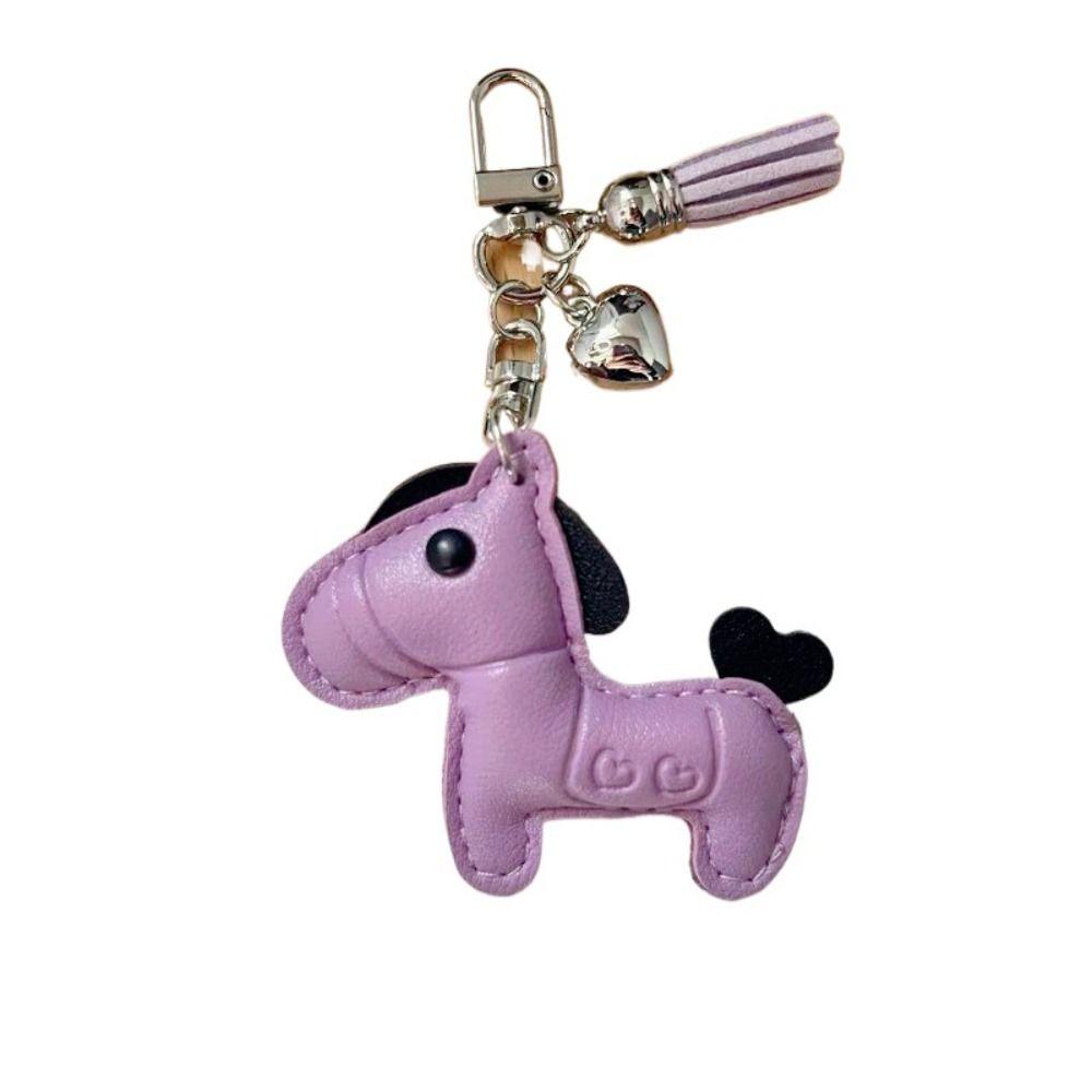 Cartoon Pu Leather Horse Key Chain Heart Zodiac Pony Bag Hanging  Year of The Horse
