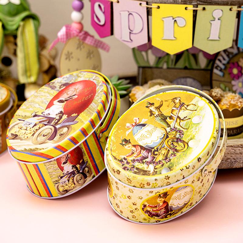 1 шт. Подарочная упаковка с ручкой на пасхальную тематику, модная жестяная коробка для хранения монет, коробка для конфет, коробки для печенья, праздничные принадлежности