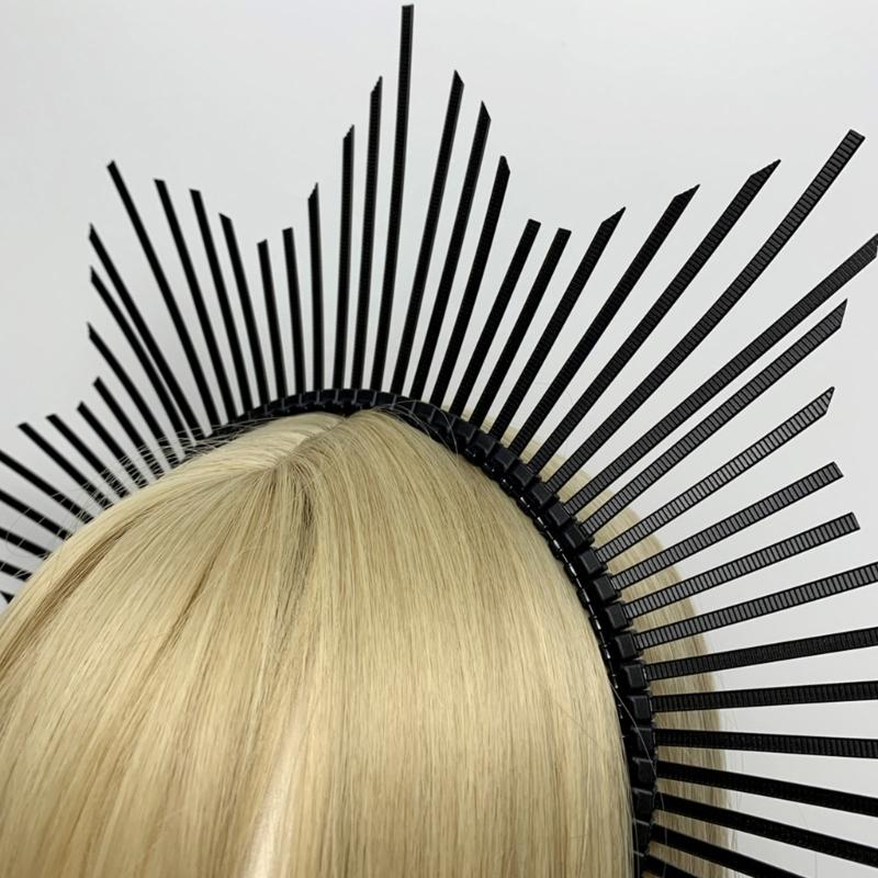 Темный ободок Корона ангела Ободок Свадебные тиары Божественный головной убор принцессы Обруч для волос Барочные тиары с шипами