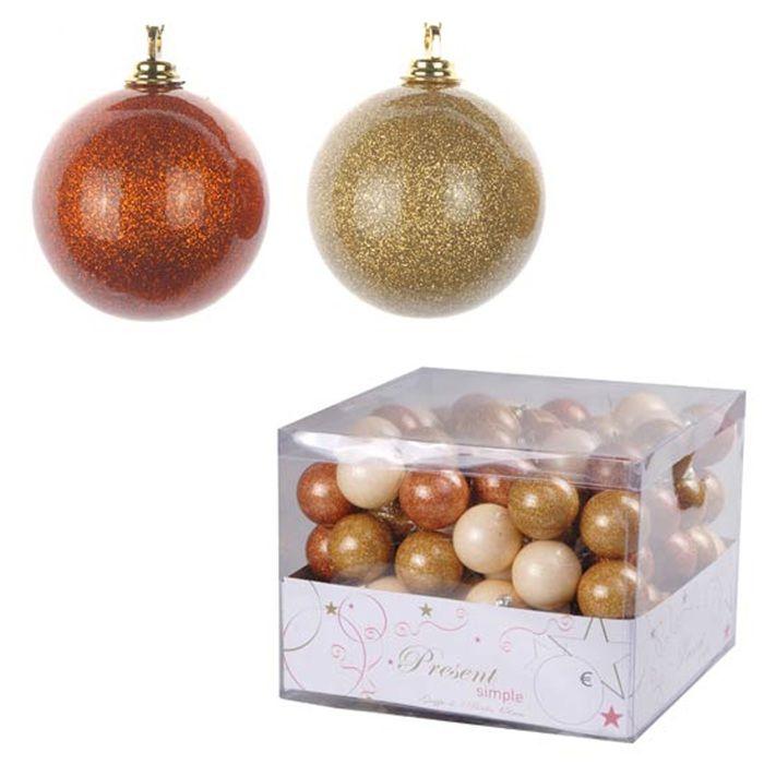 Lot de 3 Boules de Noël Tons Or 6 cm