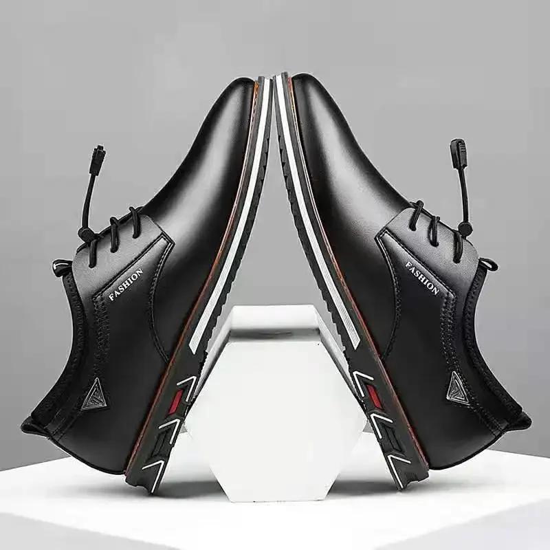 2025 British Style Casual Shoes for Men High Quality Mens PU Leather Shoes Comfortable Fashionable Large Size Male Leather Shoes