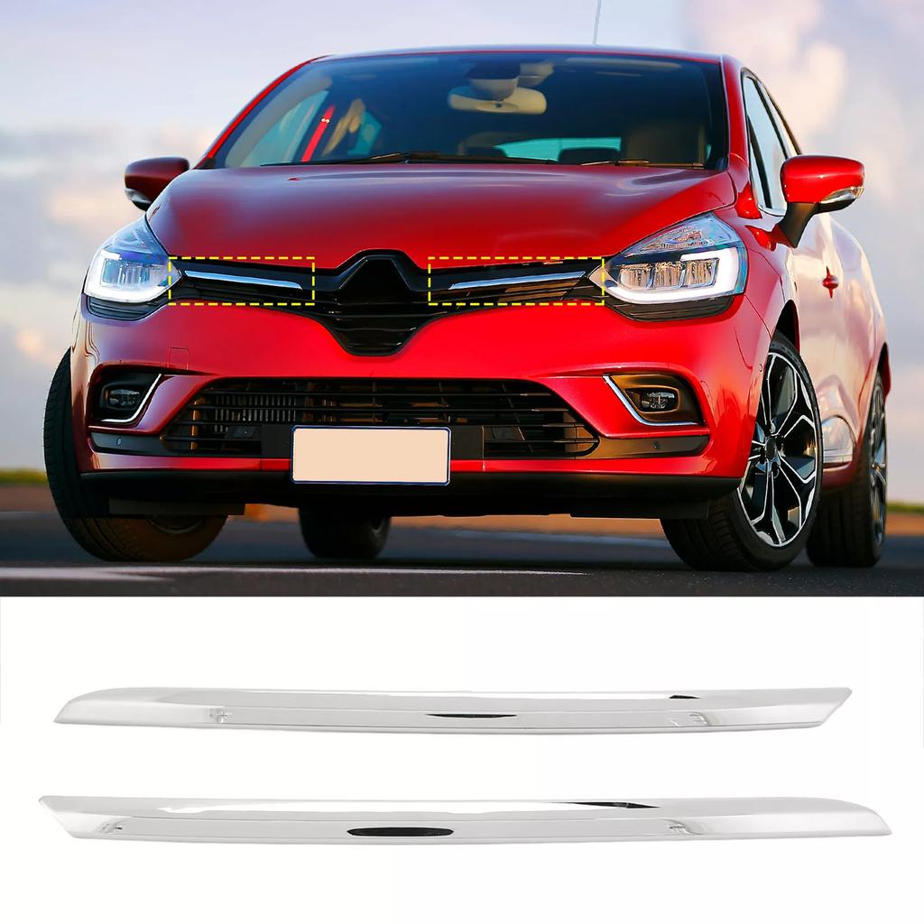 For Renault Clio IV 4 2016-2019 Grille Strip Moulding Chrome Front Bumper Cover Abs Facelift modified exterior accessories