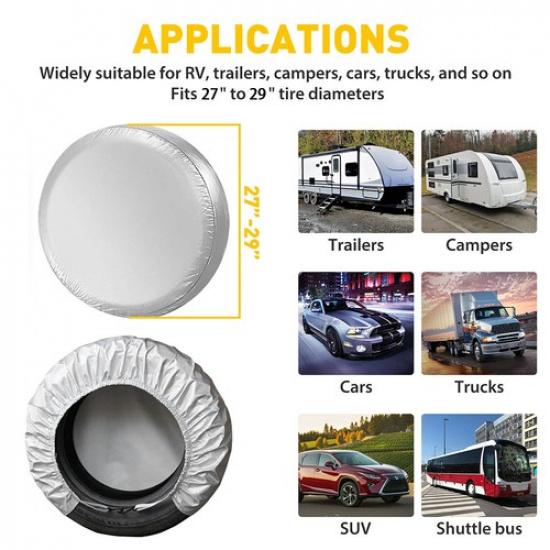 27-29 Inch 4Pcs Universal Tire Spare Tyre Wheel Black Cover Covers Protector