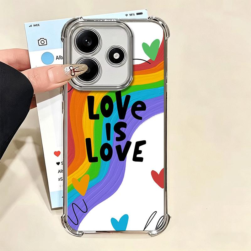 LGBT Rainbow Love Is Love Plating Phone Case For Xiaomi Redmi Note 14 15 Pro Plus 13 12 11 11S 11T 10 9S 9 5G Anti-Fall Airabag