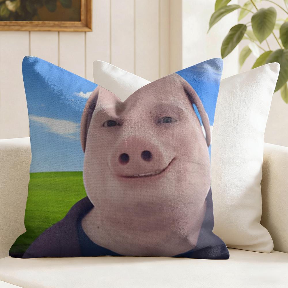 FUNNY JJohn PPork Cushion Cover Eco Linen Pillow Case DoubleSided Print Breathable Durable Zipper Home Decor Gift