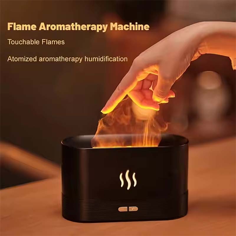 Electric Essential Oil Diffuser Humidifier Flame Light Effect 2 Brightness Levels for Aroma Household