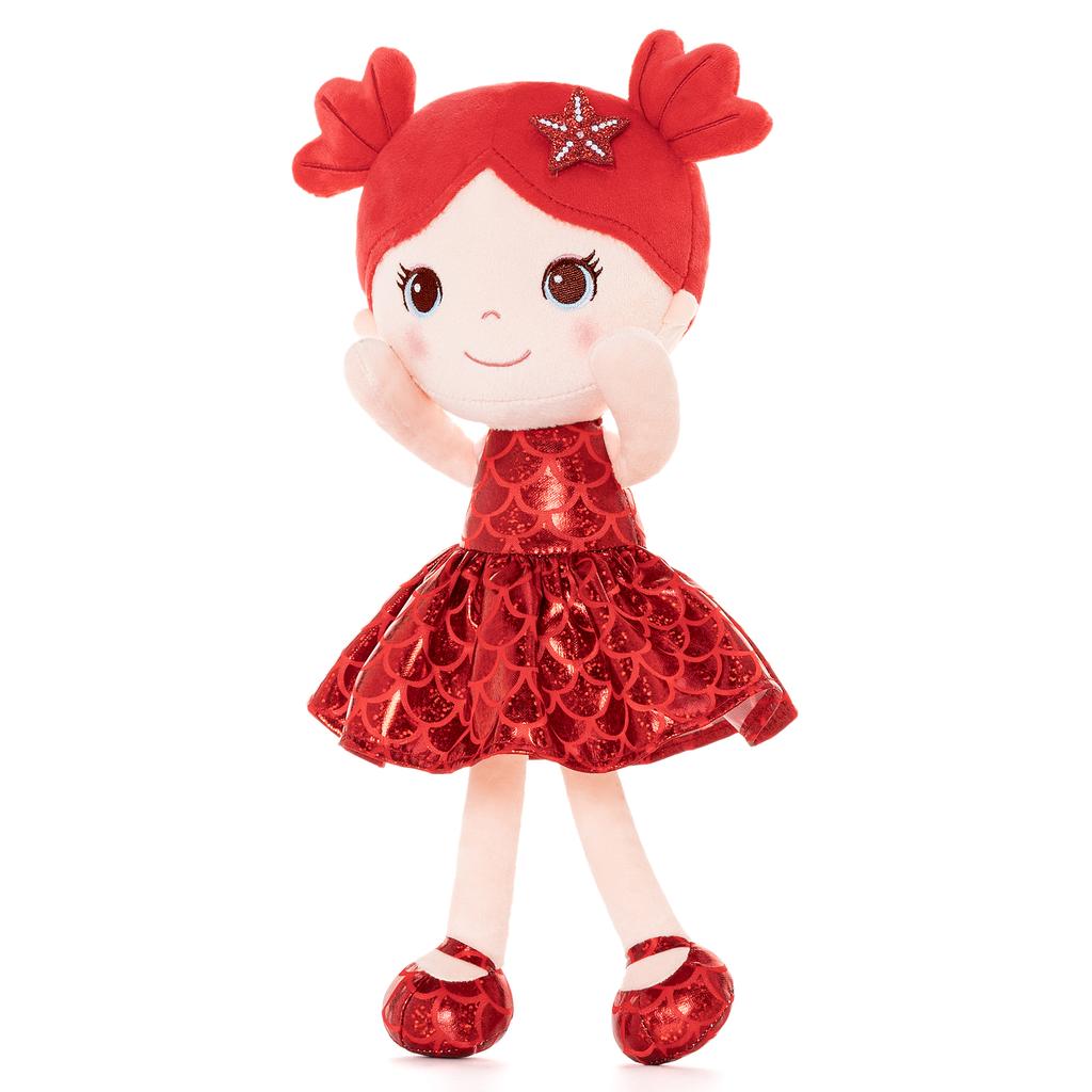 Plush Toys New Fashion Girl Tina Fish Scale Red Skirt for Kids Soft Toys Girl‘s Birthday Gift 30 Cm