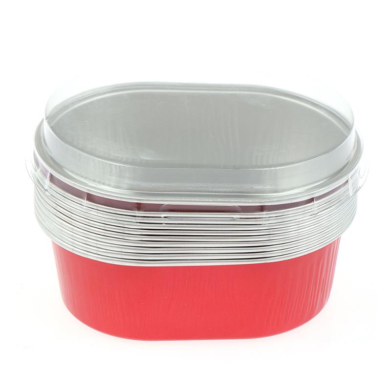 (PLUM)10pcs Aluminum Foil Baking Cup Heat Resistant Cake Cups Mold with Lid Cupcake.