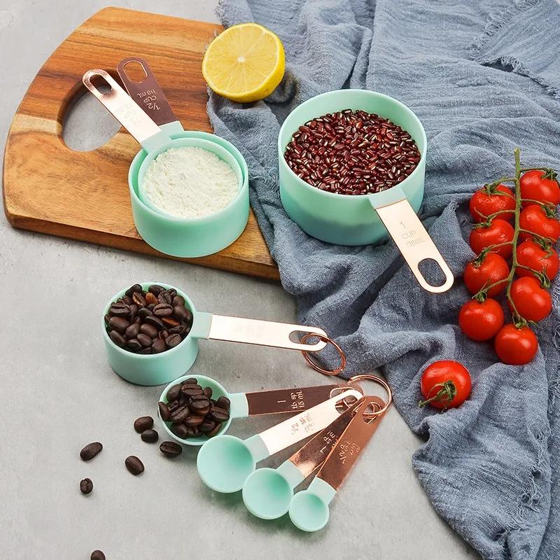 8 шт./набор мерных стаканов, ложек с ручкой из нержавеющей стали, для выпечки, тортов, кондитерских изделий, кухонных принадлежностей, для измерения емкости, кухонный гаджет
