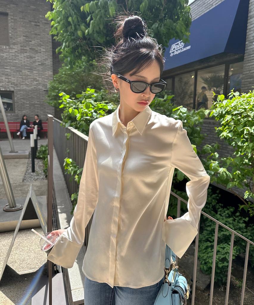 Neo Classic Silk Shirt Pearl White