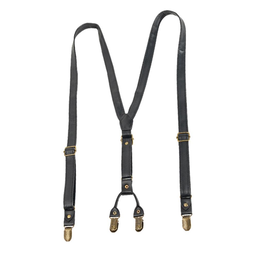 Brown Suspenders for Men Black Suspender Clip Simple Leather Suspenders  Gift