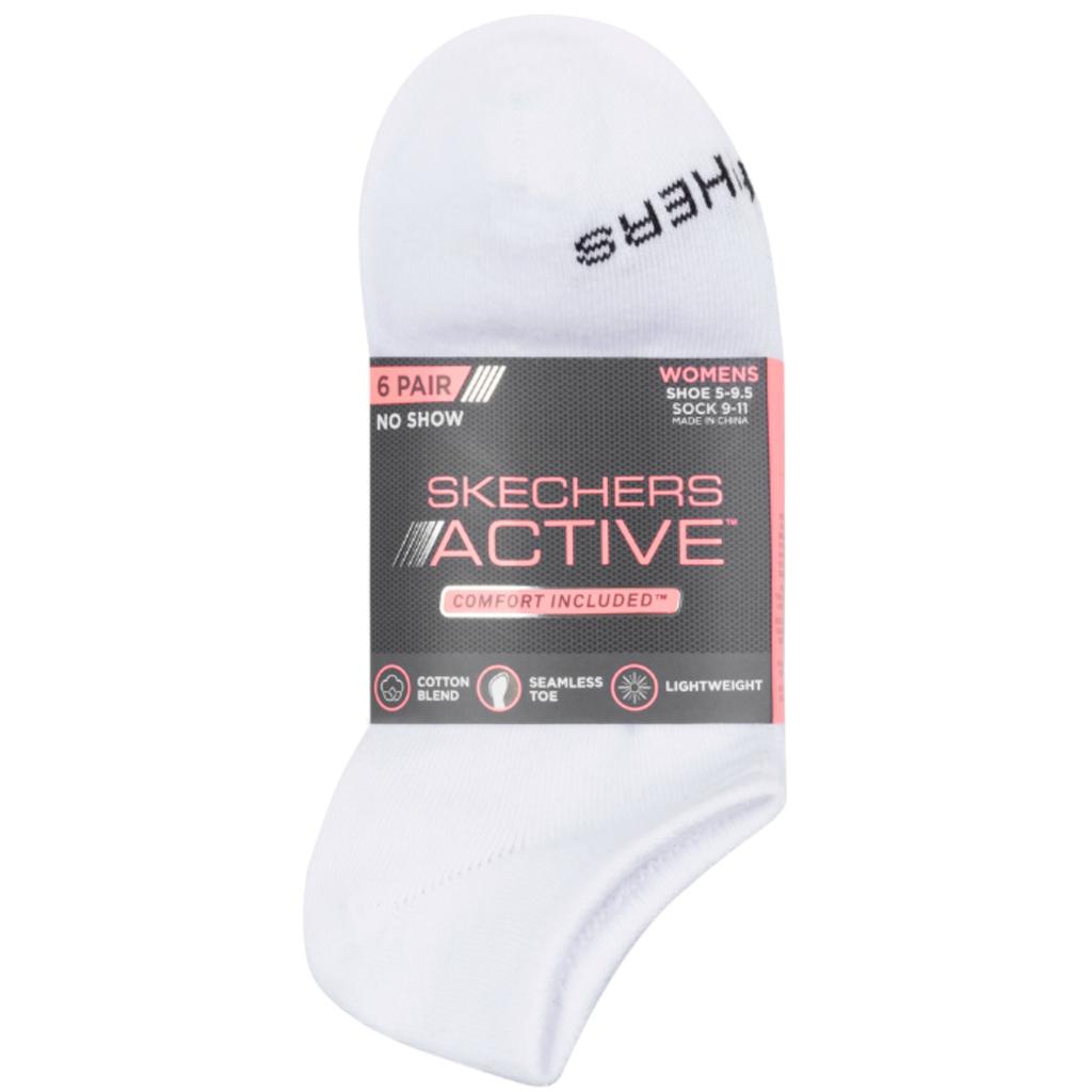 Skechers 6pk Womens Cotton Nshw Blac, Unisex white Socks