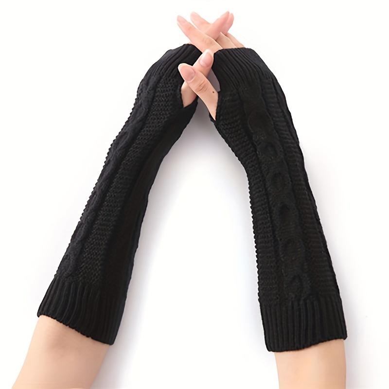 1 пара перчаток без пальцев Twist Thread, осень-зима, унисекс, шерстяные, с манжетой на запястье, однотонные, теплые, трикотажные, нарукавники