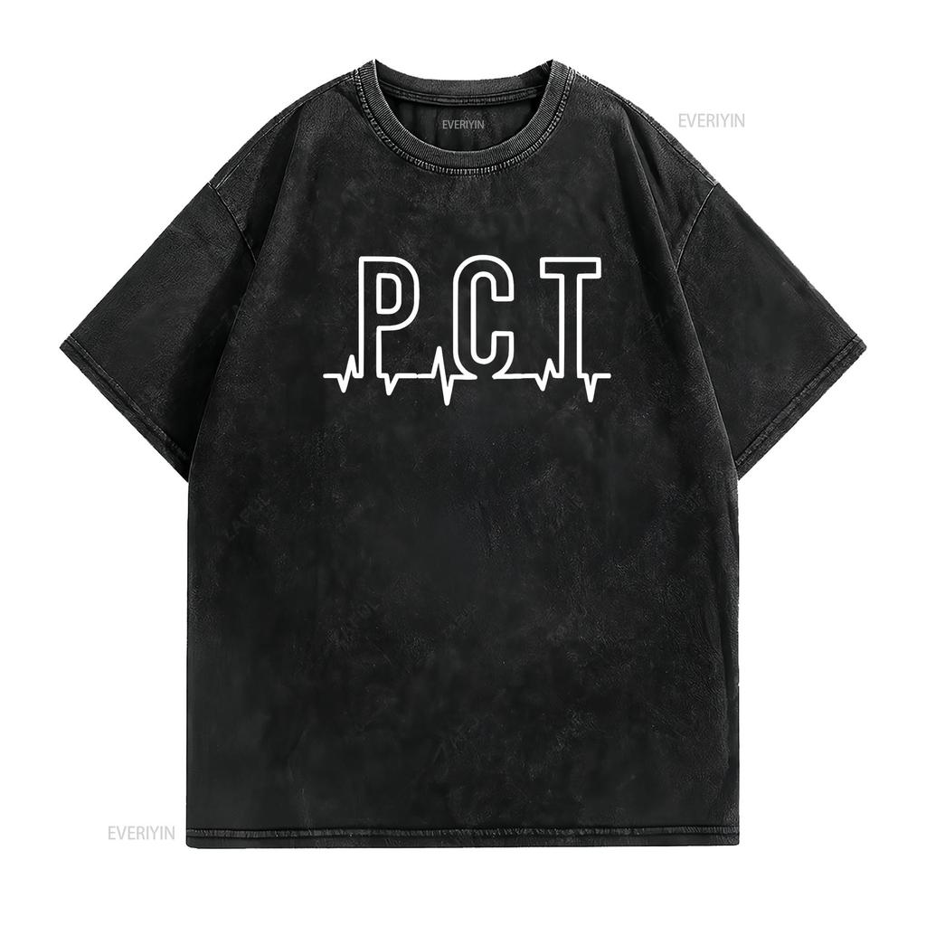 PCT Heartbeat Patient Care Technician Assistant Healthcare T Shirt vintage Washed Stylish Slightly graphic Unisex