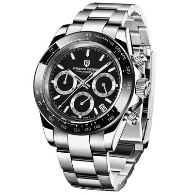 Seiko Кварцевые Дайтона Водонепроницаемые Керамика Нержавеющая Сталь Сапфир Деловые Классические PAGANI DESIGN Мужские Часы, Японский Механизм,