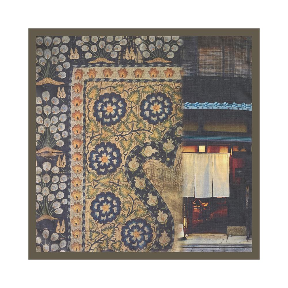 Oil Painting Retro Literary Silk Scarf Cotton Square Scarf Versatile Cashew Nut Silk Scarf 70 Square Scarf Elegant Decorative Waist Seal Belt Scarf