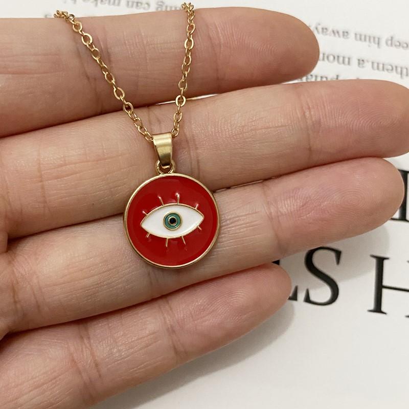 1PC Enamel Evil Eyes Pendant Necklace For Womens Zircon Big Turkish Eye Chains Choker Necklaces Clavicel Chains Lucky Zircon
