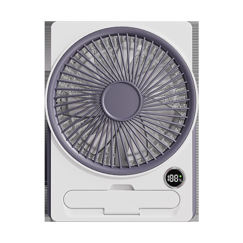 Portable USB Desktop Fan: Handheld, Five-Speed, Silent, Digital Display for Dorm & Outdoor Use
