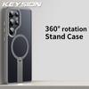 KEYSION 360 Скрытая Металлическая Подставка Магнитный Чехол для Magsafe для Samsung Galaxy S24 S25 Ultra S24+ S25+ Матовый Ударопрочный Чехол для Телефона
