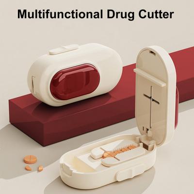 Таблеткорезка Разделитель Портативная 2-в-1 Таблеткорезка Регулируемая 1/2 1/4 Разделитель таблеток с острым лезвием для маленьких и крошечных таблеток Работа Путешествия Использование