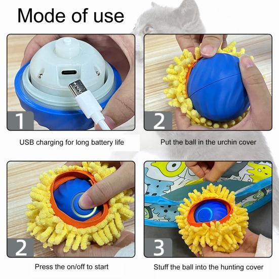 Интерактивные игрушки для кошек, живущих в помещении. Быстро катящийся мяч для игры в прятки. Мячи для кошек с 28-дюймовым игровым ковриком. Развлечения для кошек в помещении.