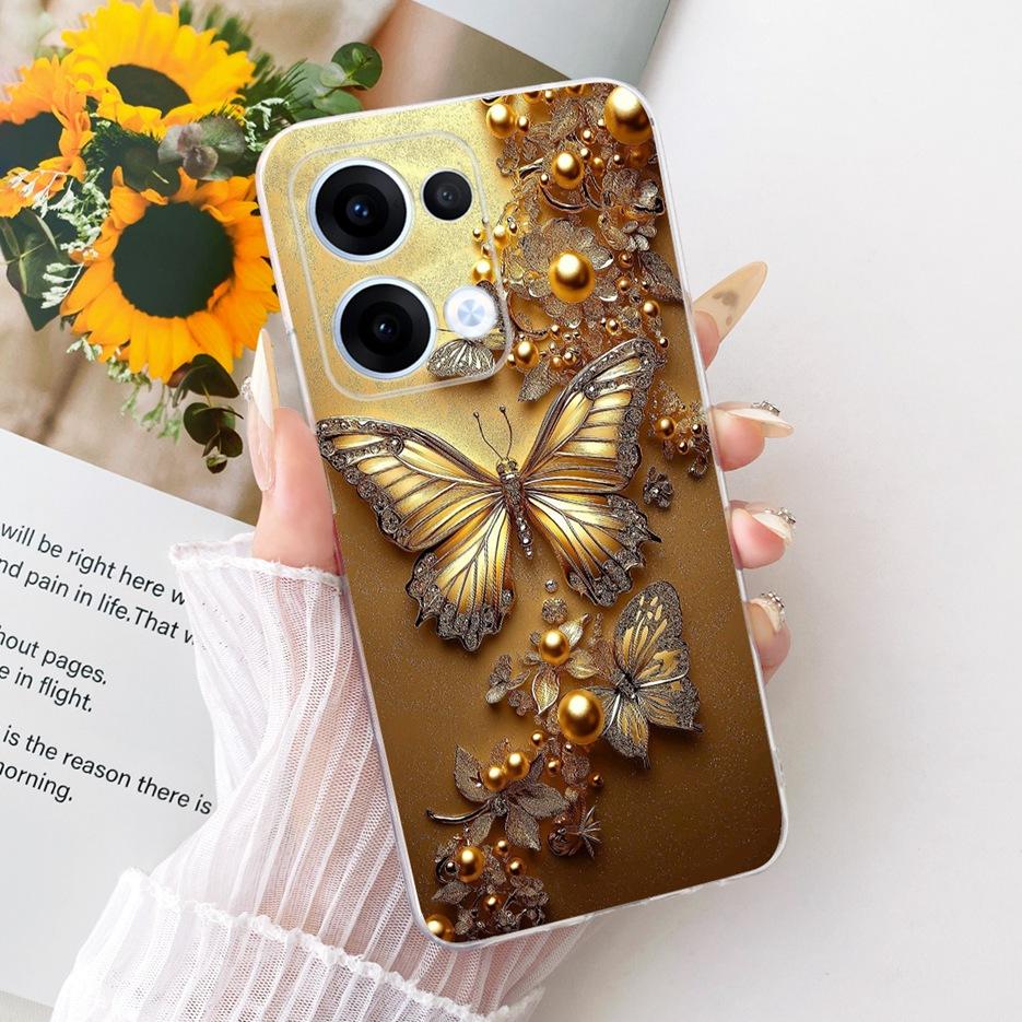 For Oppo Reno13 Pro Case CPH2697 Luxury Flowers Butterfly Painted Cover Soft Slim Phone Case For Oppo Reno 13 Pro Reno13 5G Bags