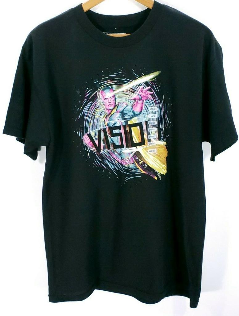 Vision Graphic T-Shirt Men's Large Black Cotton Marvel Comics Avengers