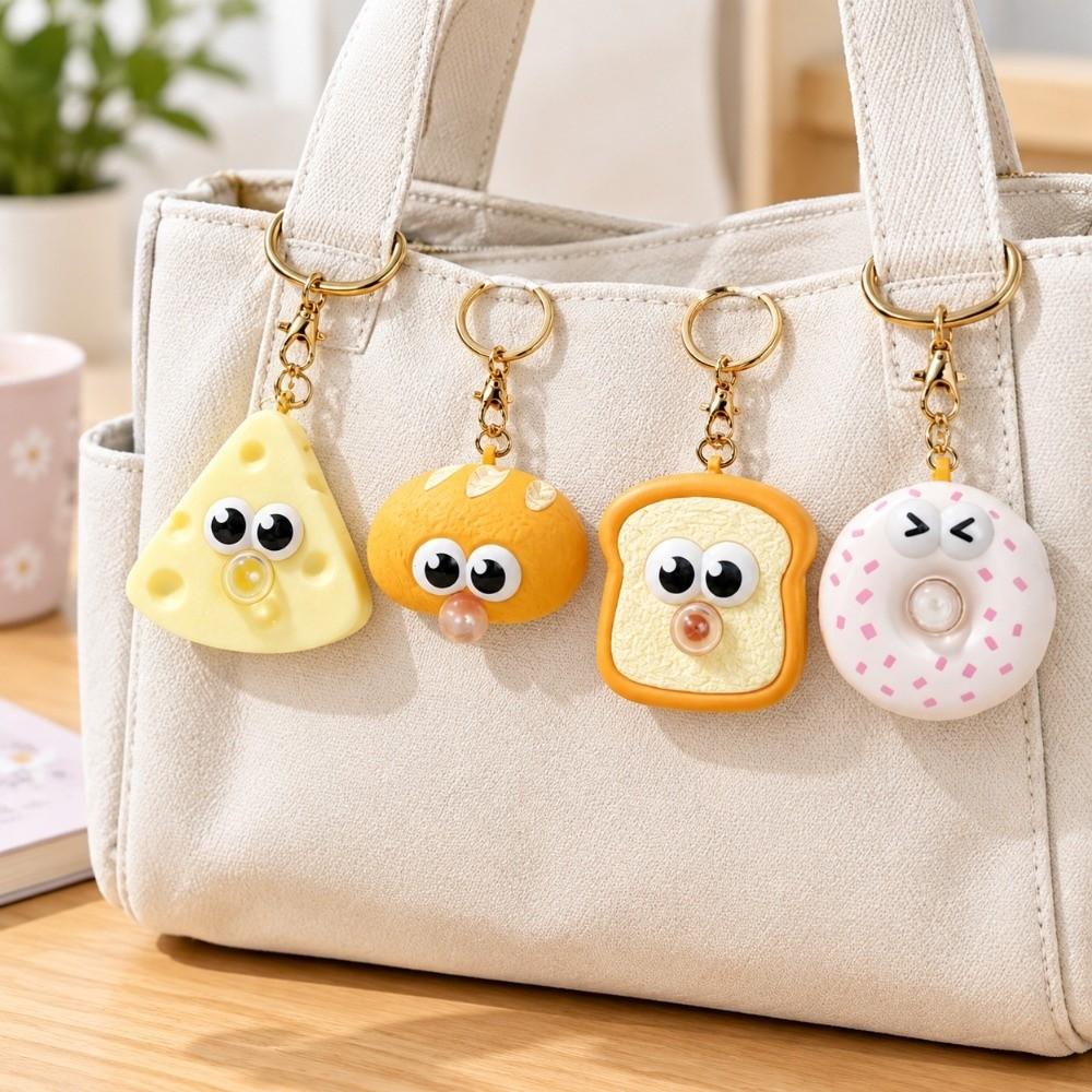 Funny Bubble Squeeze Keychain Dessert Shape Bag Pendant Ornaments Food Key Chain Toy Gift