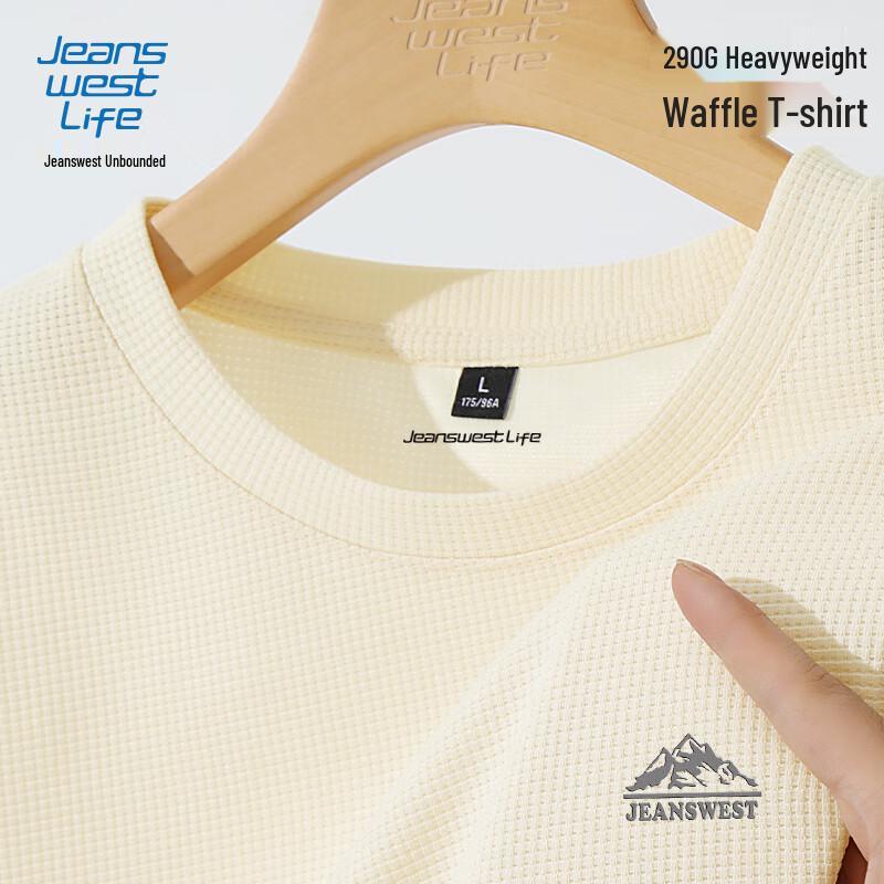 JEANSWEST LIFE Men's Retro Waffle Short Sleeve T-Shirt