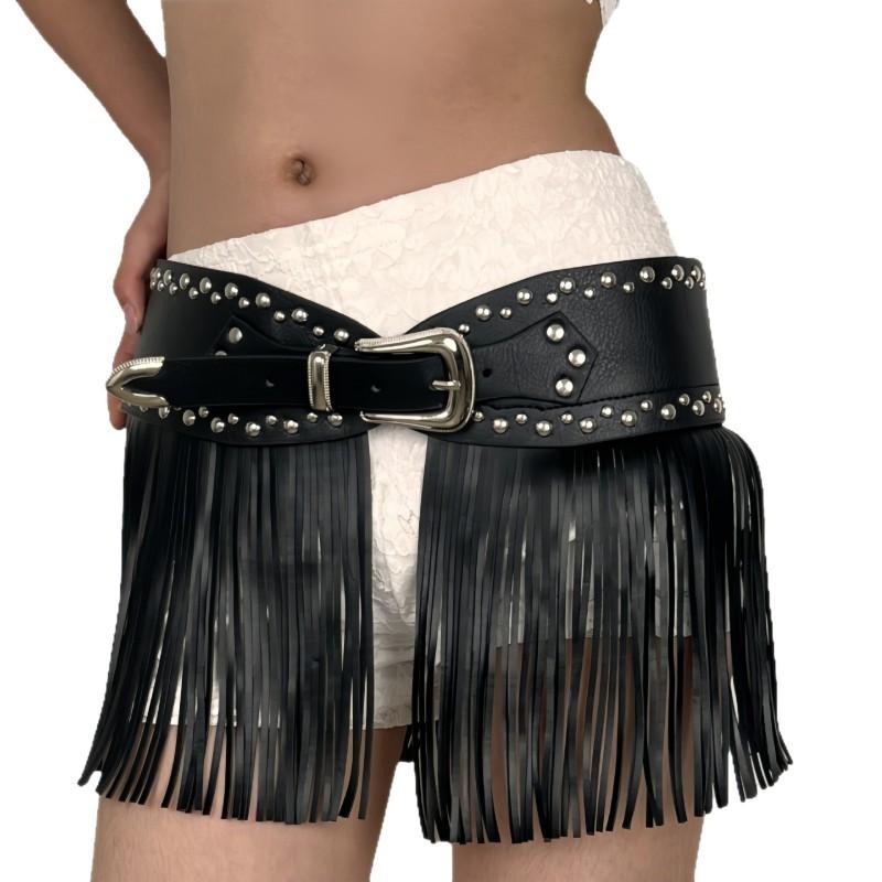 Vintage Western Fringe Belt Boho Hippie Wide Waist Women