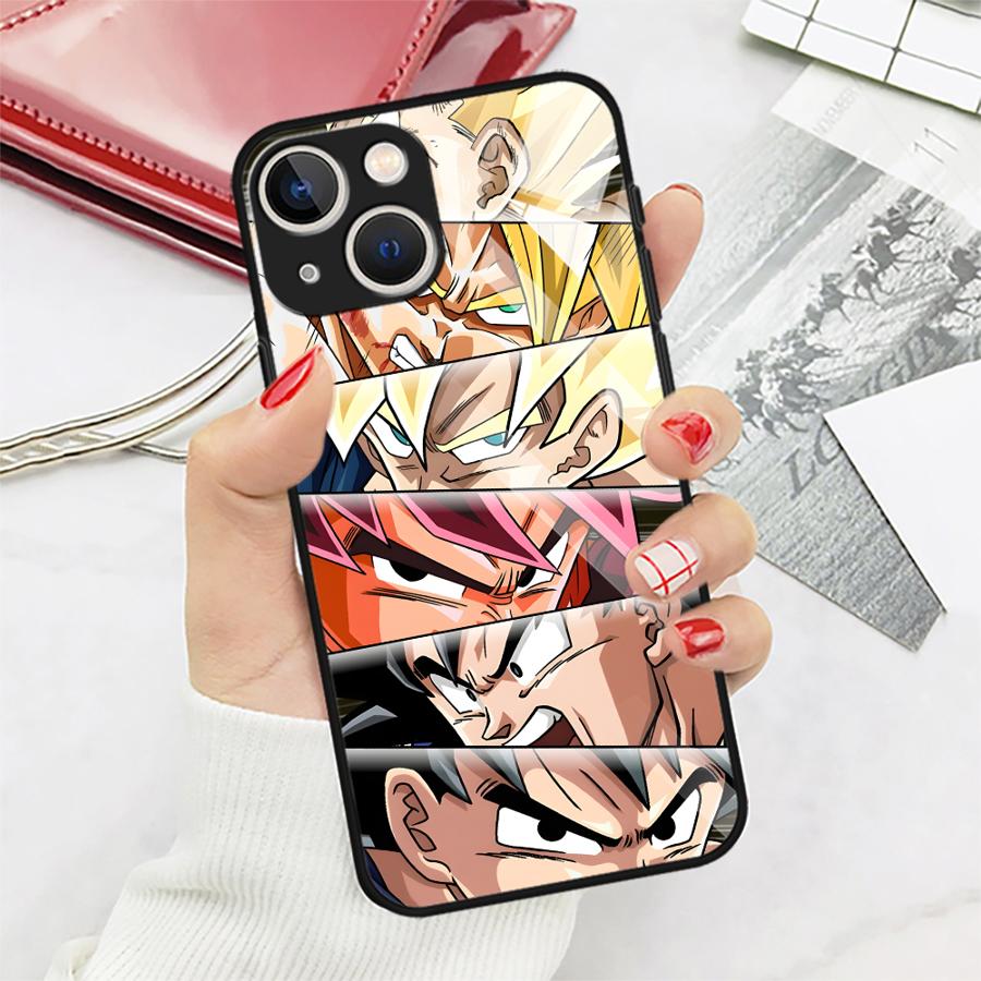 Чехол Art для iPhone 17 Pro Max Air 15 Plus 14 11 16 12 8 13 XR Стеклянная крышка для телефона Dragon Ball Goku
