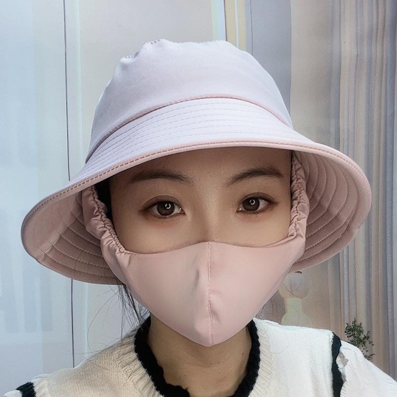 Summer sun hat bucket hat mask integrated hat summer UV protection sun hat outdoor sun protection face hat