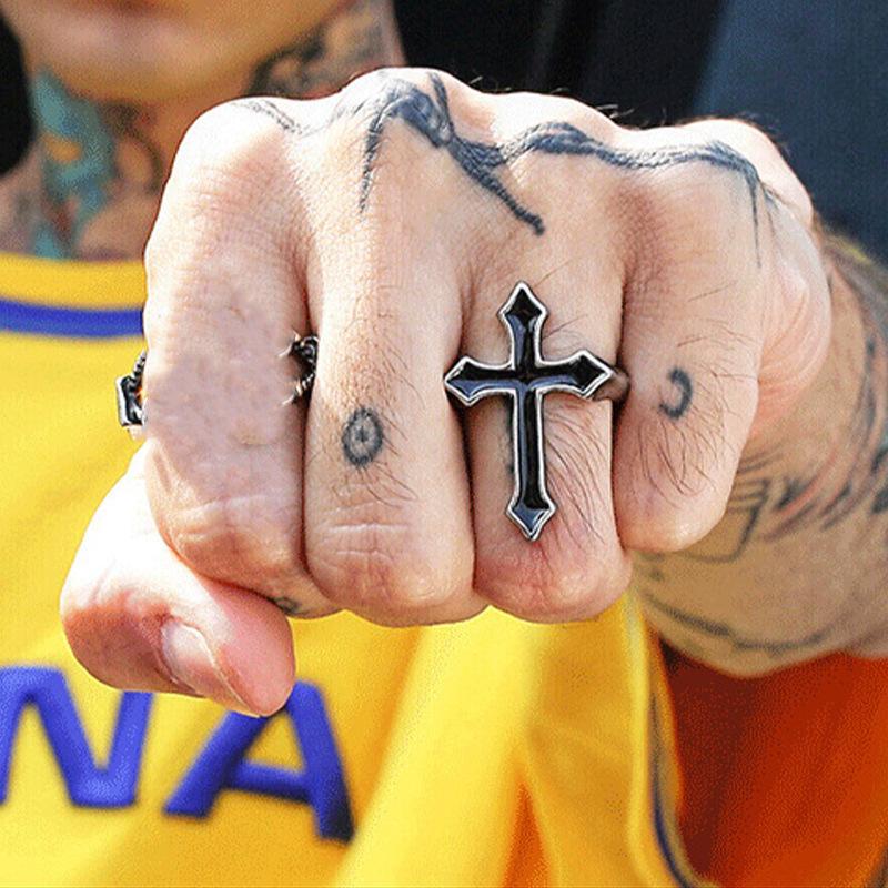 Punk Gothic Black Cross Drop Earrings for Women Teens Vintage Rock Sliver Color Long Chain Hanging Earrings Party Zircon Gifts