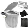 Portable Folding Toilet with Excrement Bag and Coagulant Step and Emergency Car Camping Set, Lid, Stool,