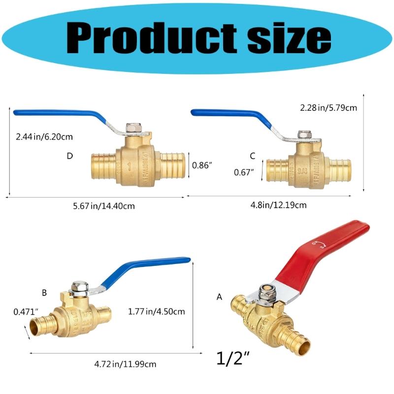Hose Barb Shut off Ball Valves Leakproof Fitting Universals PEX B Pipe Valves Flows Control For Home Industrial Use
