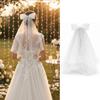 Mesh Bridal Veil Two Layer Bow Veils Simple Wedding Veils  Women/Girls