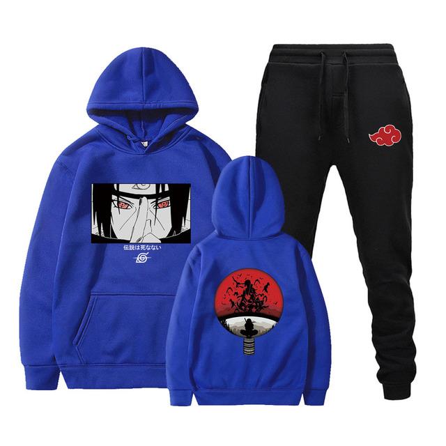 Мужской спортивный костюм из 2 предметов, популярная толстовка с капюшоном в стиле аниме + брюки, спортивный костюм унисекс в стиле Харадзюку, манга, толстовка с капюшоном + спортивные штаны, спортивные костюмы