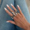 3Pcs Irregular Open-Ended Ring Set Light Luxury Diamond Inlaid Geometric Adjustable Rings for Girls Daily Dating Wear