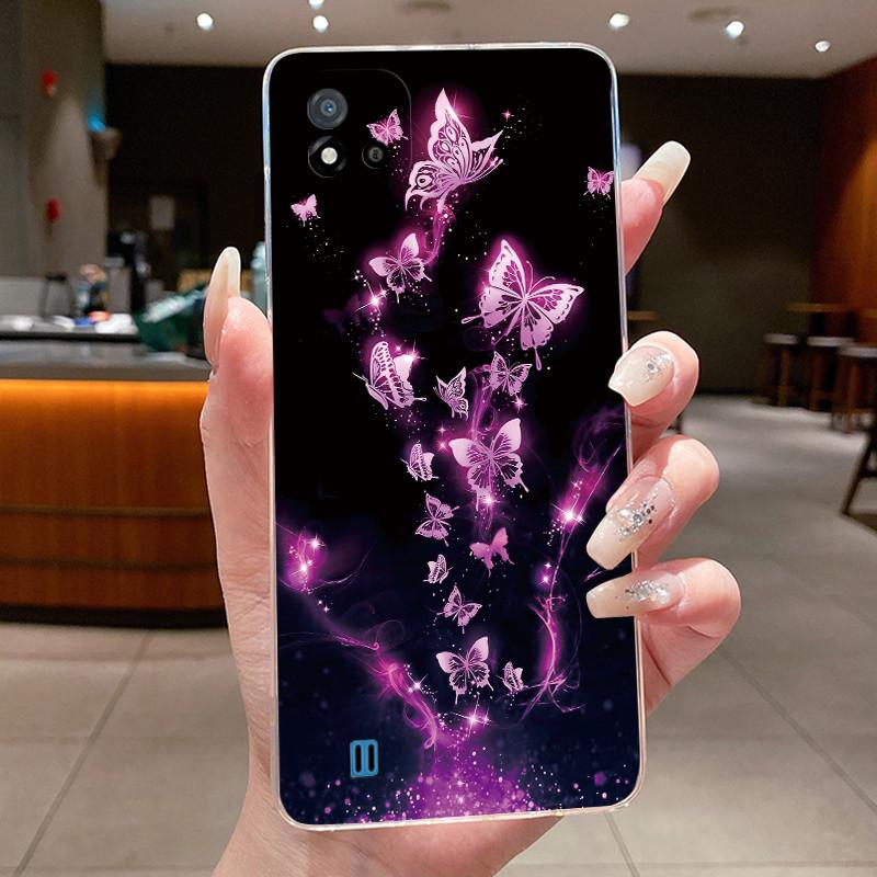 For Realme C11 (2021) RMX3231 / Realme C11 2020 RMX2185 Casing Clear Luxury Fashion Butterfly Flowers Soft Silicone Phone Case