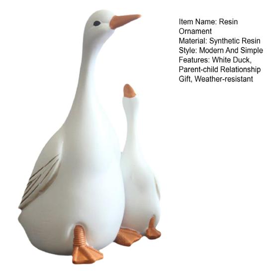 Статуэтка из смолы «Утка-мать, дитя», скульптура «Белая утка», украшение для дома и улицы, семья уток