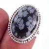 Natural Snowflake Obsidian Gemstone Handmade 925 Sterling Silver Ring S.6 A4h09