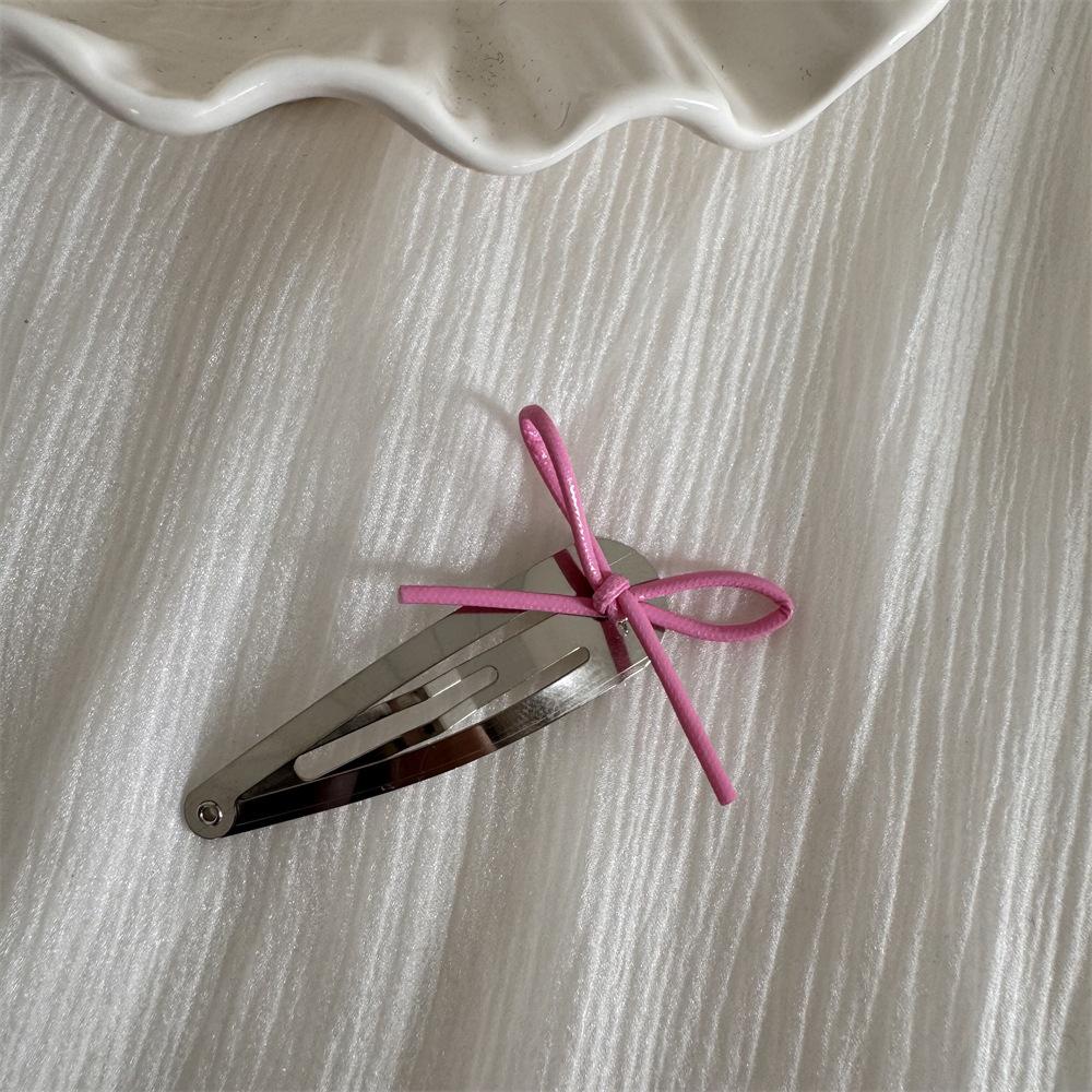 Thin rope bow personalized silver fabric bow large intestine circle love hair rope leather hair accessories new hair loop