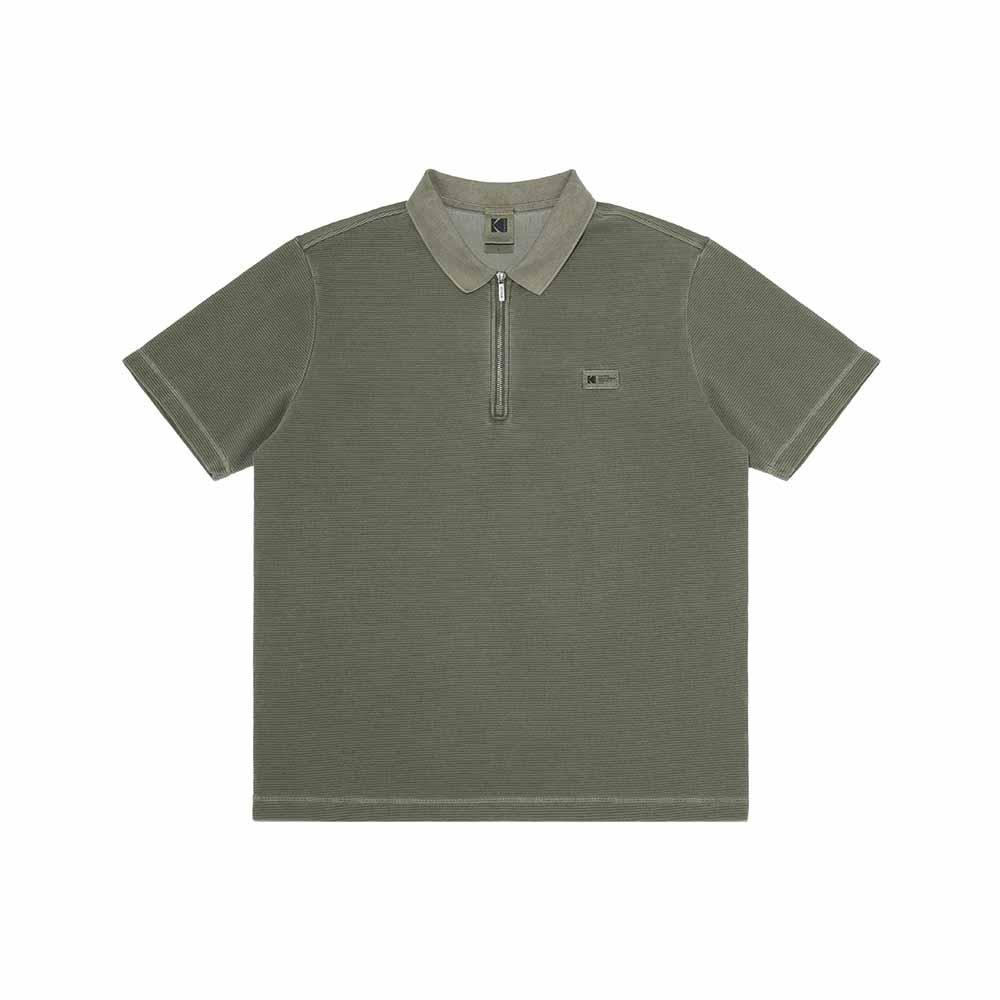 KODAK Aerocool Waffle Washed Collared T-Shirt Khaki