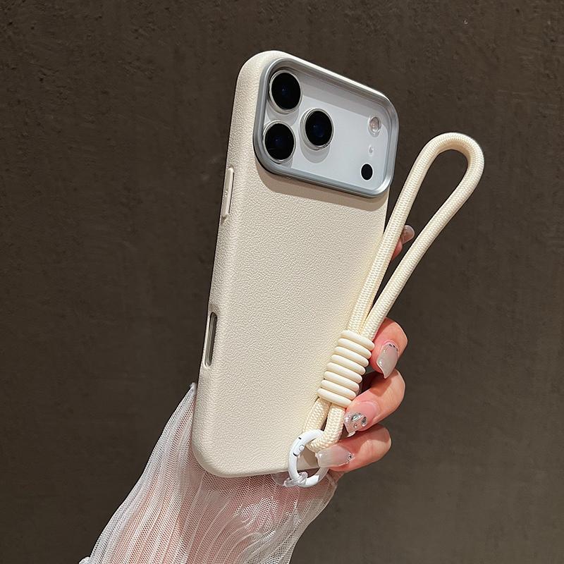 Матовый Личи Мягкий Силиконовый Чехол-Ремешок для Телефона iPhone 17 16 15 Pro Max 14 Plus 11 12 13 16e X XS XR Ручной Ремешок на Запястье